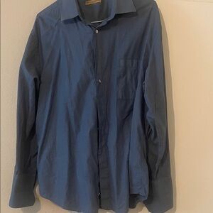 Donna Karan Men's Casual Navy Button Down Shirt